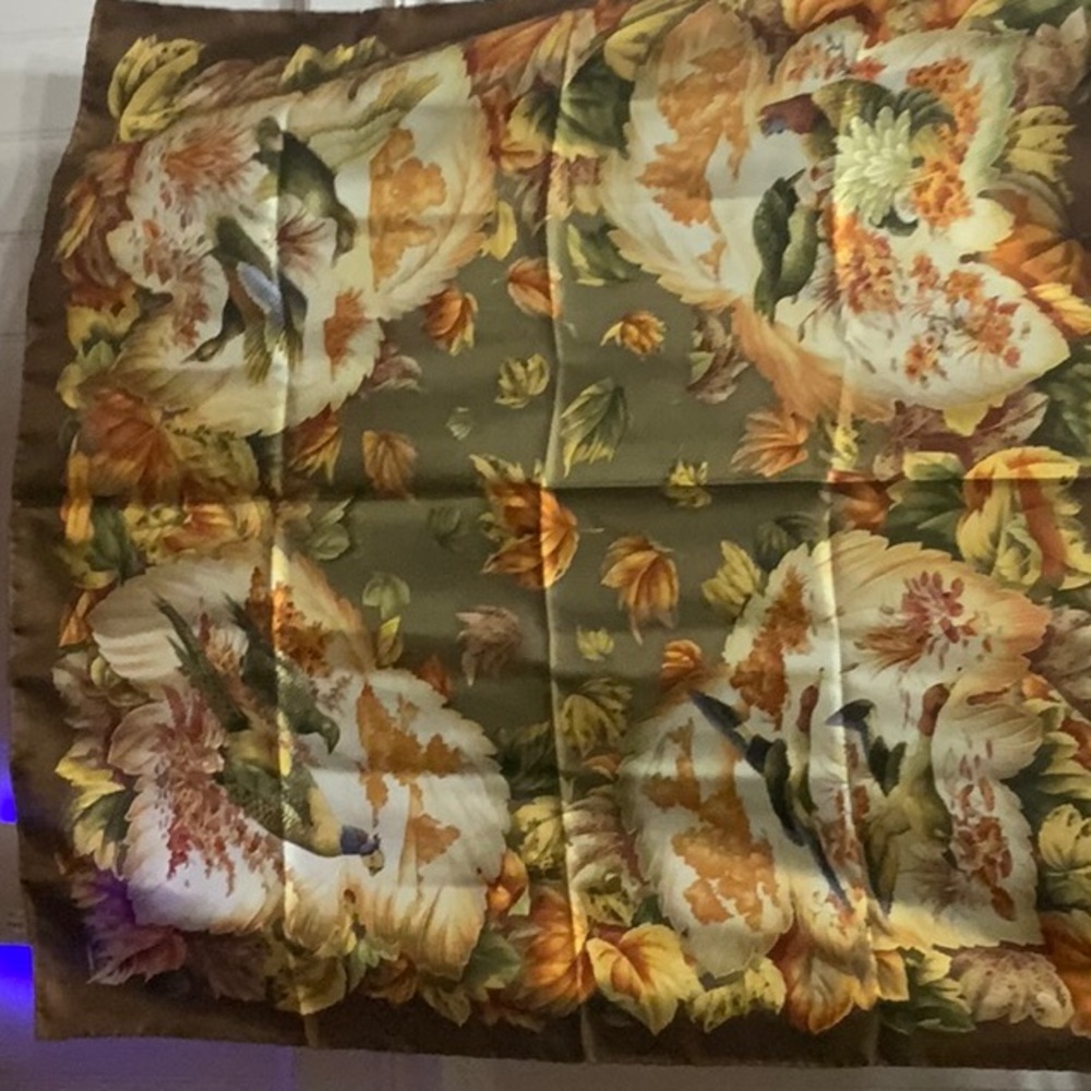 Vintage Ferragamo 100% Silk Scarf Floral Elegant